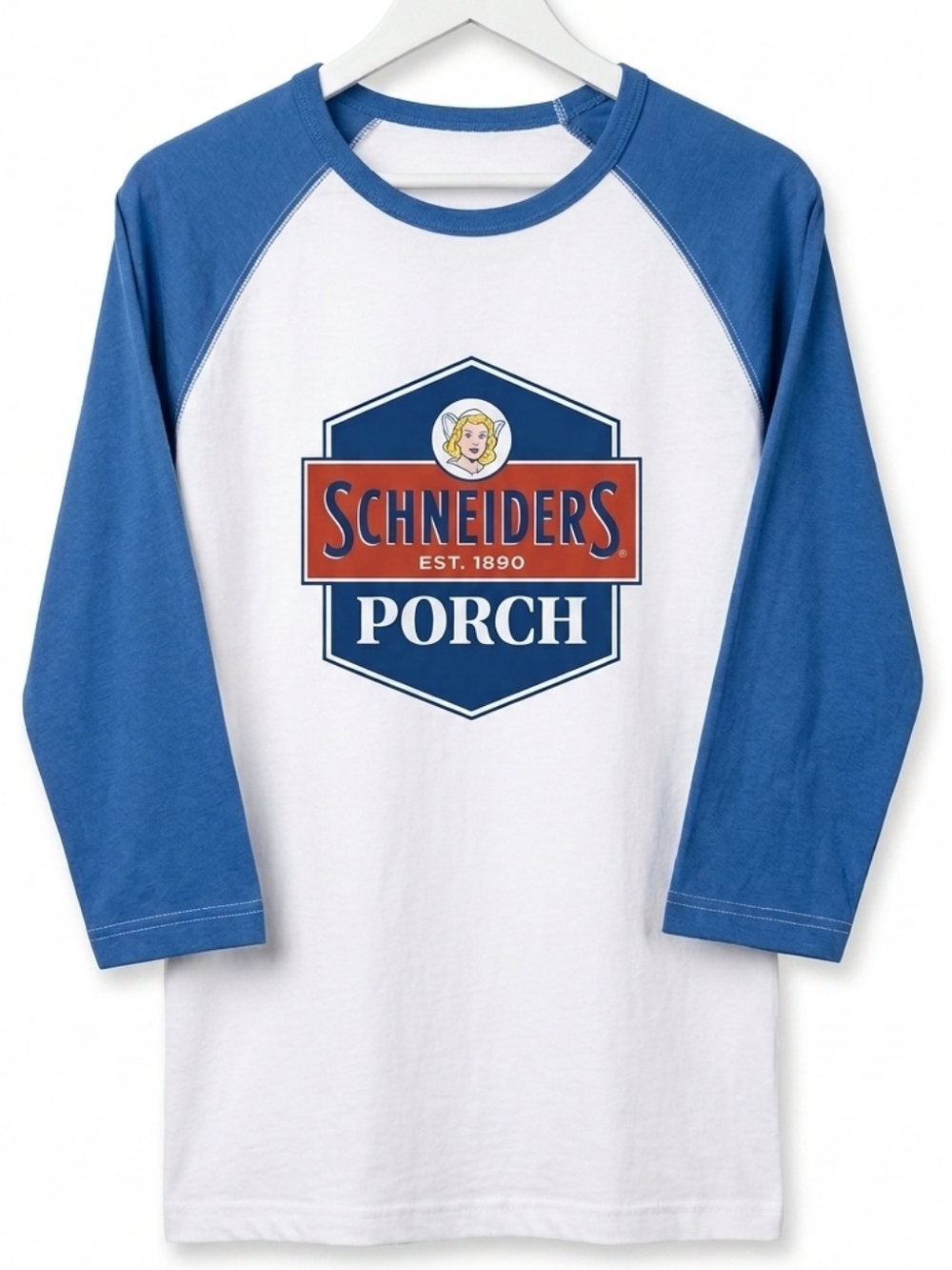🔹(3for$20)🔹​Vintage Schneiders Porch Graphic Baseball Tee 3/4 Sleeve